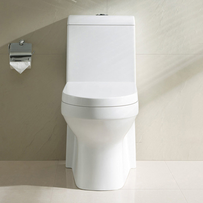 Phòng tắm màu trắng Nhà vệ sinh Đơn xả dài có chân váy Một mảnh Bồn cầu Siphon