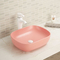 Không sinh sản vi khuẩn Trên quầy Chậu rửa phòng tắm Màu hồng Chậu rửa bằng sứ dễ dàng làm sạch